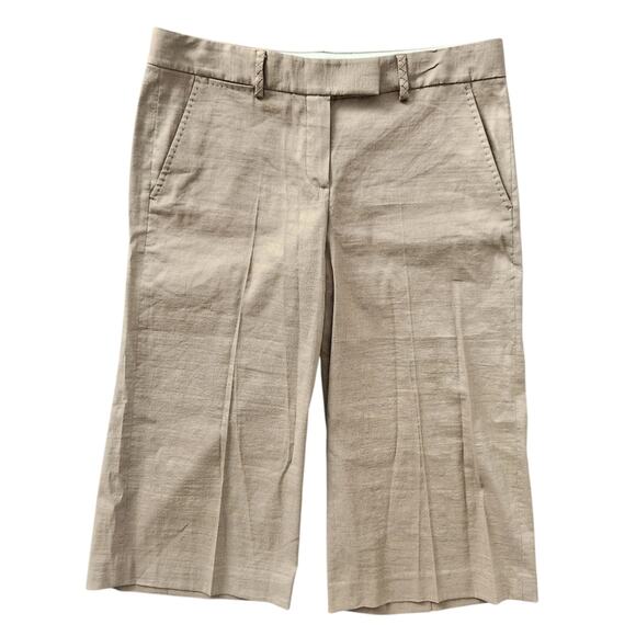 Elie Tahari Linen Blend Wide Leg Capri Pants Tan Brown 6 Retro Y2K Neutral - Picture 1 of 7